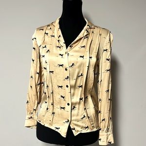 TOPSHOP gold shirt with black horse detail